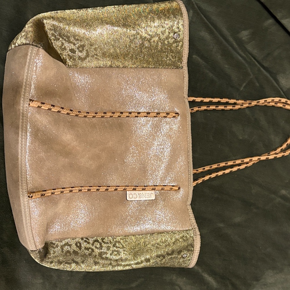 Glittery Gold and Tan Neoprene Tote Bag